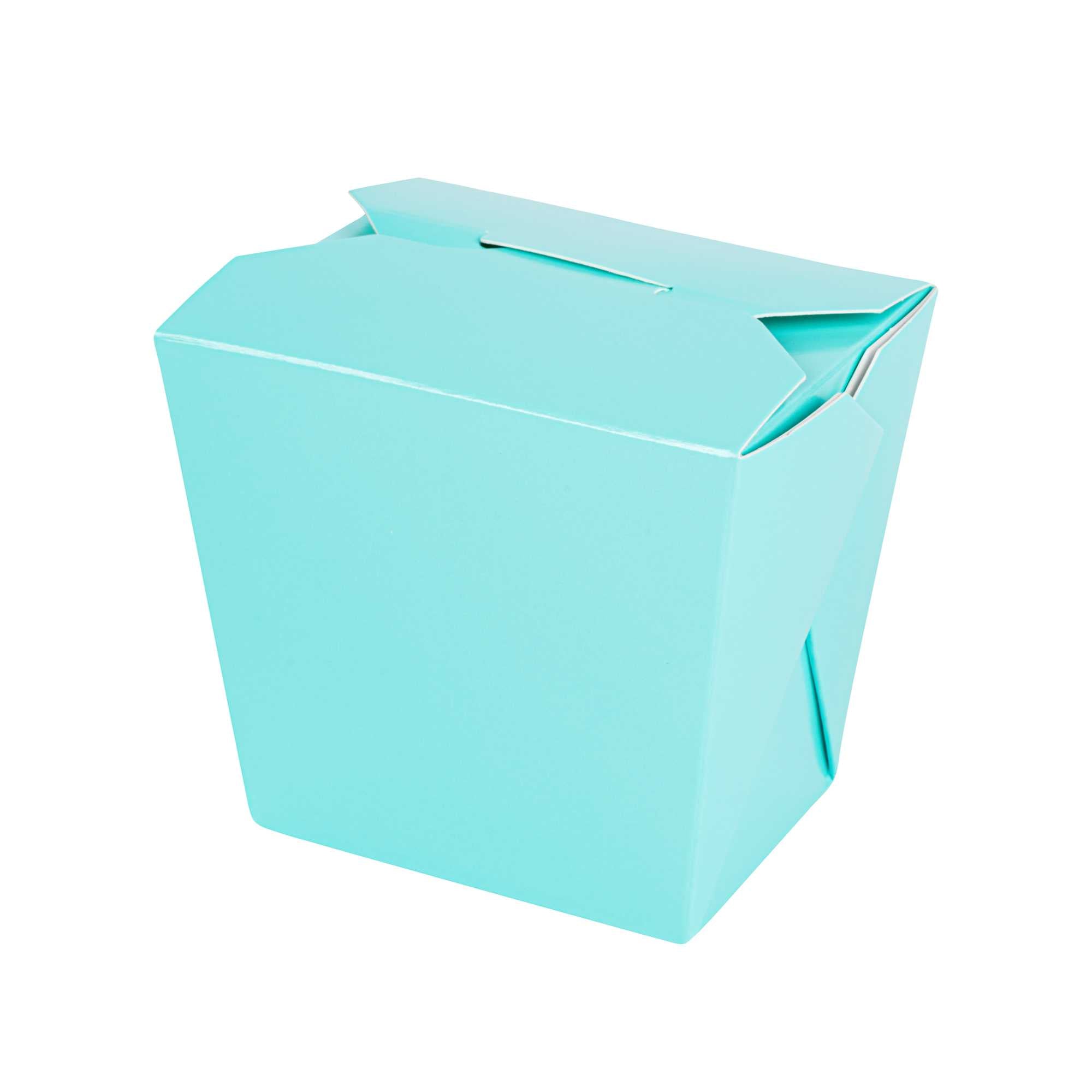 Bio Tek 16 oz Square Turquoise Paper Noodle Take Out Container - 3 1/2" x 3" x 3 1/4" - 50 count box
