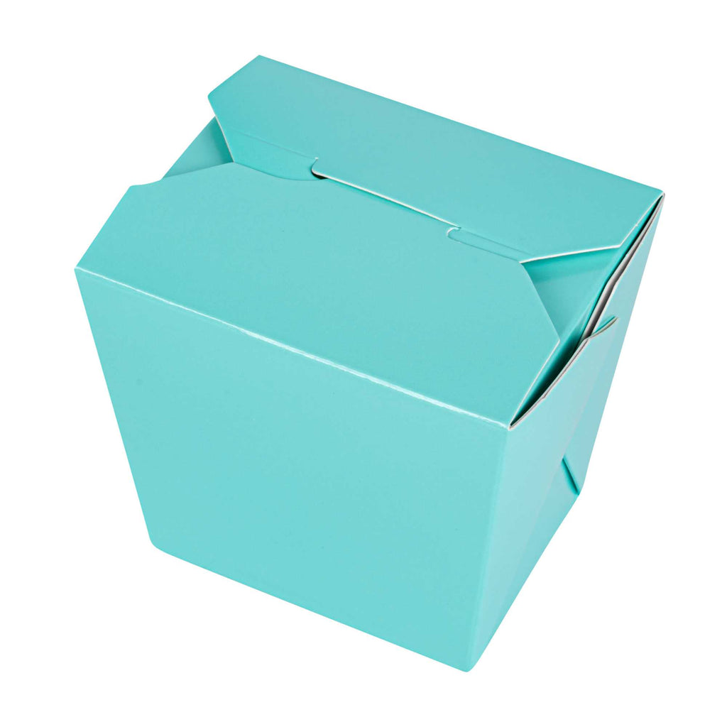 Bio Tek 16 oz Square Turquoise Paper Noodle Take Out Container - 3 1/2" x 3" x 3 1/4" - 200 count box