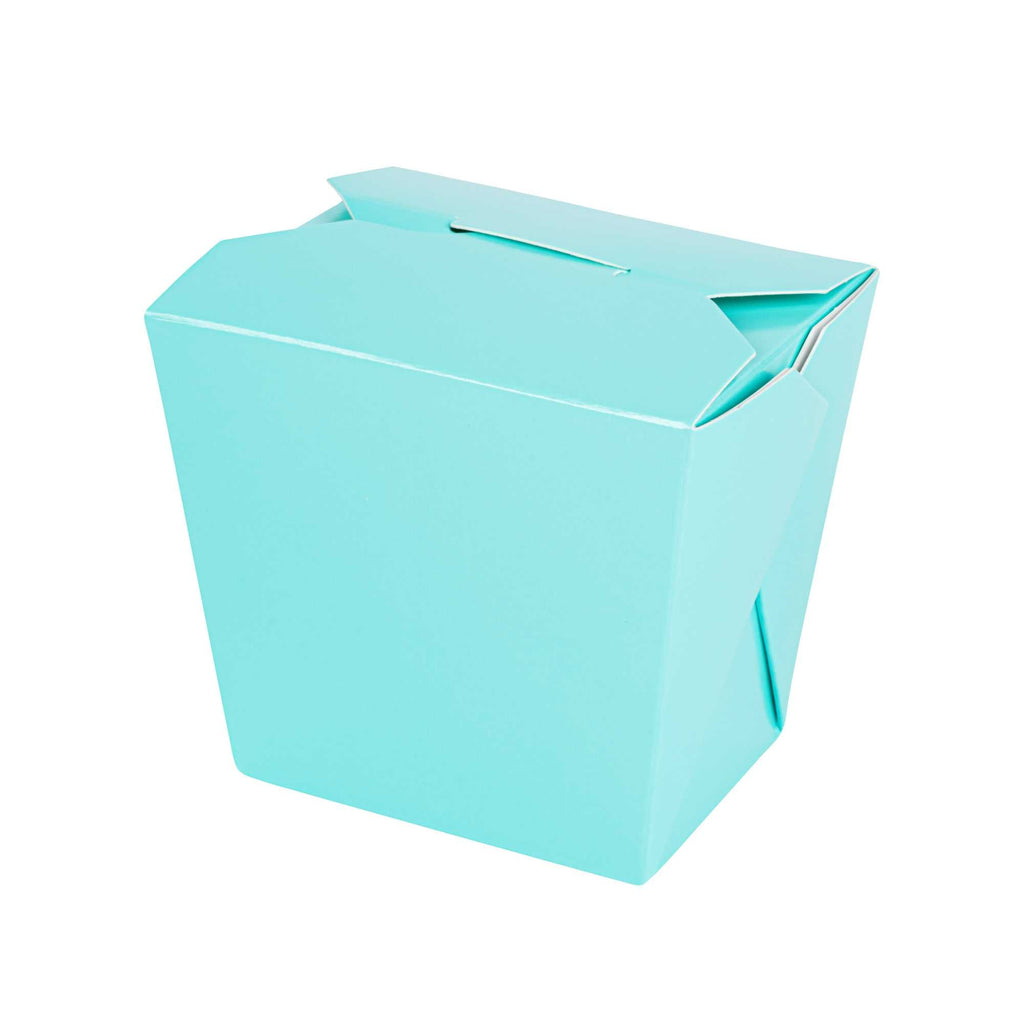 Bio Tek 16 oz Square Turquoise Paper Noodle Take Out Container - 3 1/2" x 3" x 3 1/4" - 200 count box