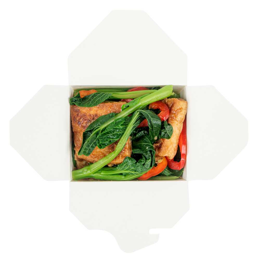 Bio Tek 16 oz Square White Paper Noodle Take Out Container - 3 1/2" x 3" x 3 1/4" - 25 count box
