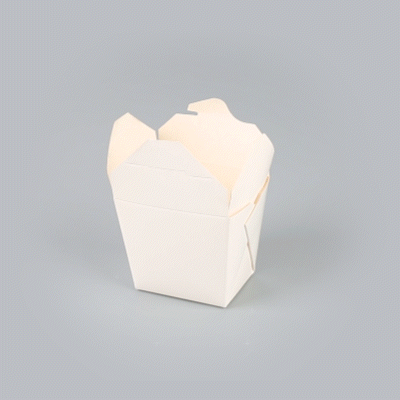 Bio Tek 16 oz Square White Paper Noodle Take Out Container - 3 1/2" x 3" x 3 1/4" - 25 count box