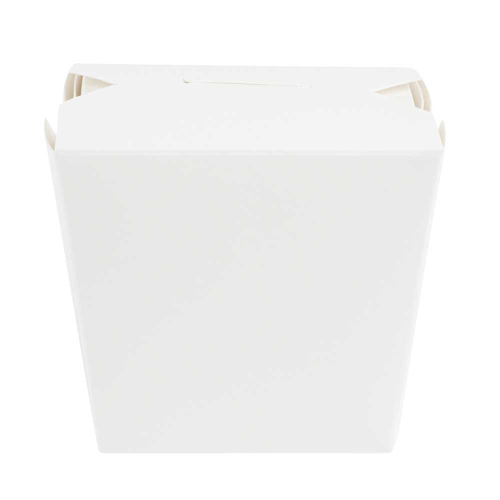 Bio Tek 16 oz Square White Paper Noodle Take Out Container - 3 1/2" x 3" x 3 1/4" - 25 count box