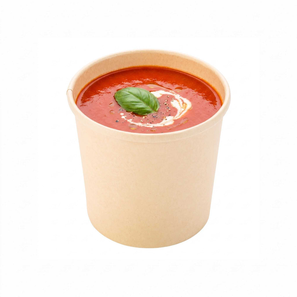 Bio Tek 12 oz Round Bamboo Paper Soup Container - 3 1/2" x 3 1/2" x 3 1/2" - 200 count box