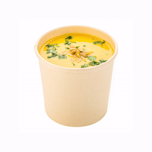 Bio Tek 12 oz Round Bamboo Paper Soup Container - 3 1/2" x 3 1/2" x 3 1/2" - 200 count box