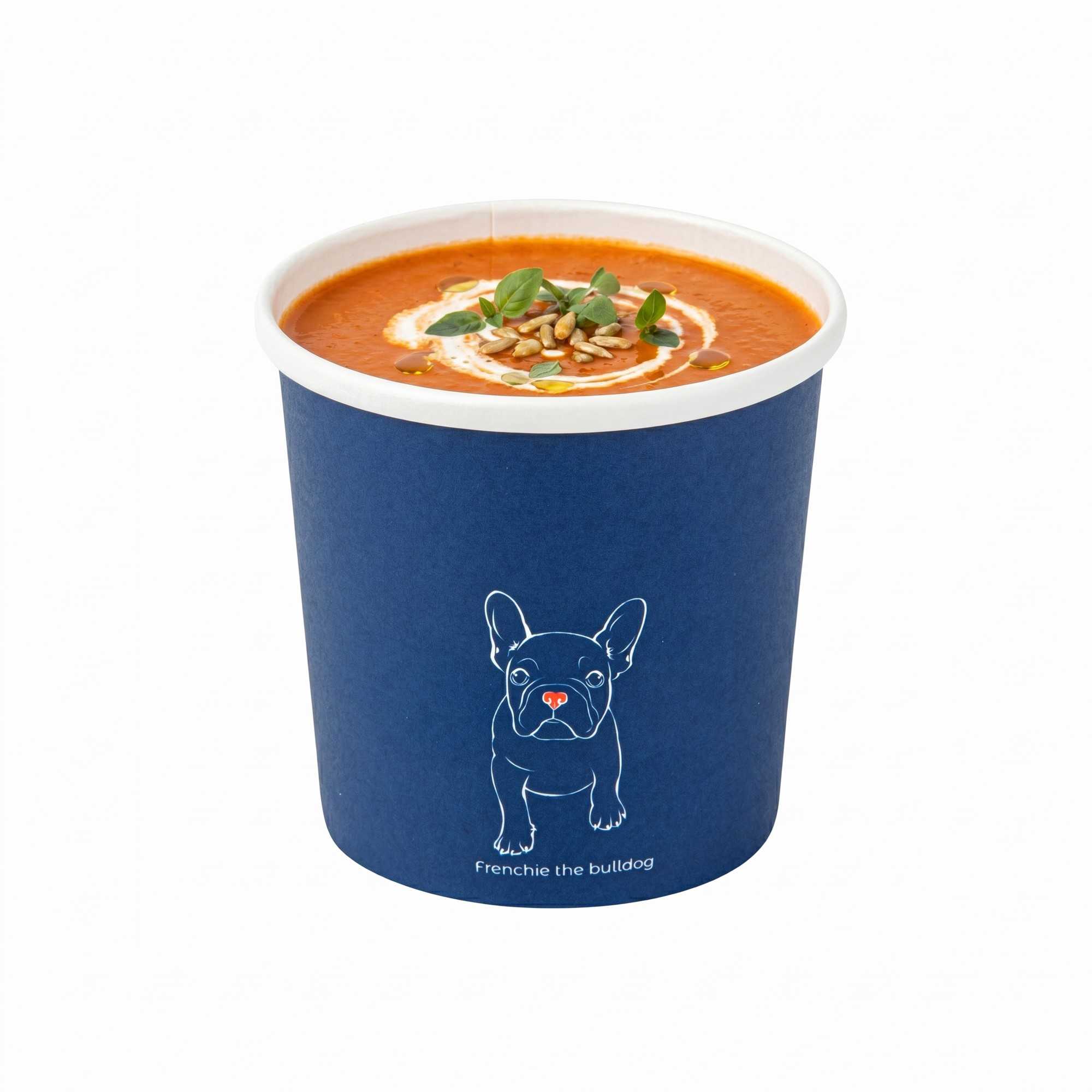 Bio Tek 12 oz Round Frenchie Paper Soup Container - 3 1/2" x 3 1/2" x 3 1/2" - 25 count box