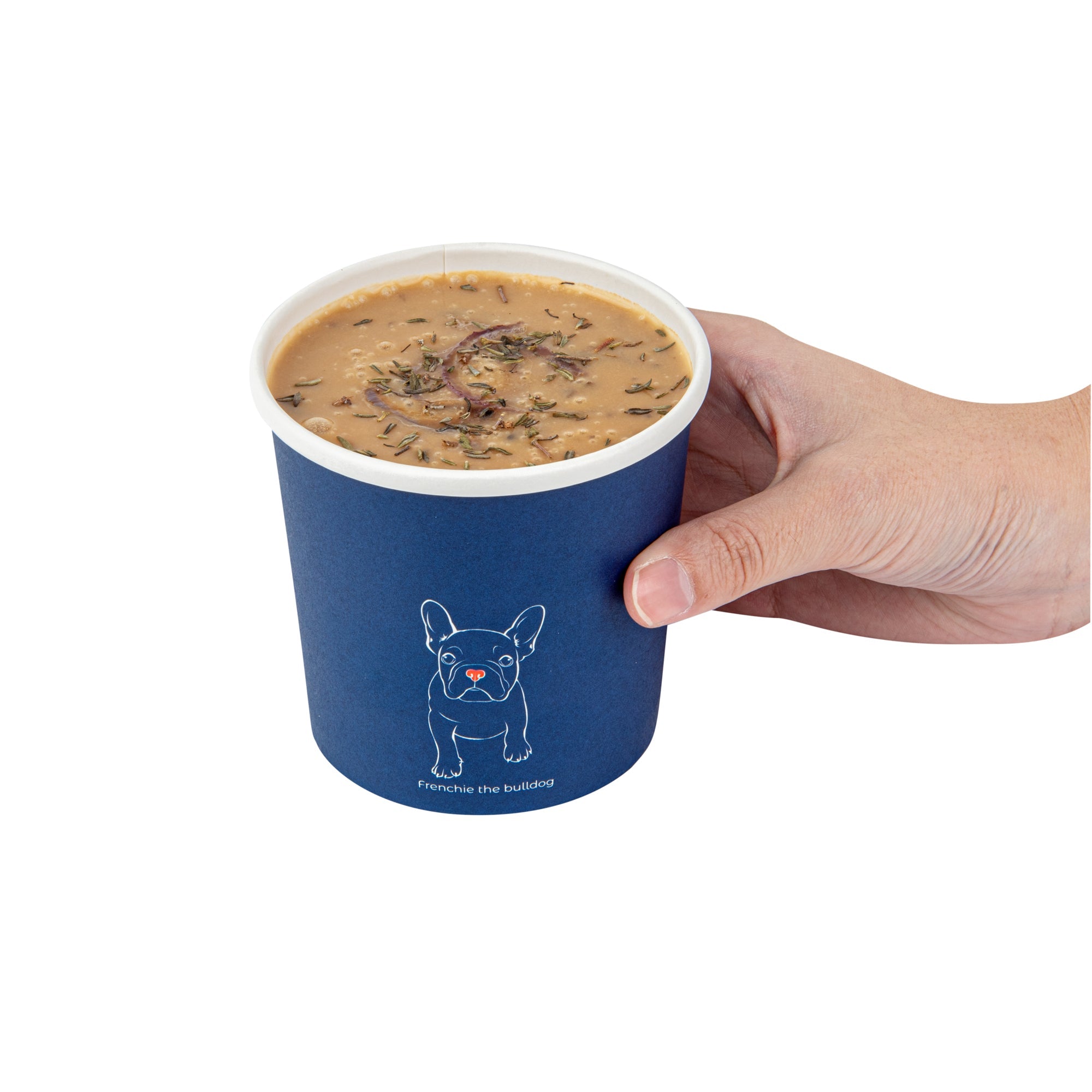 Bio Tek 12 oz Round Frenchie Paper Soup Container - 3 1/2" x 3 1/2" x 3 1/2" - 25 count box