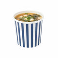 Bio Tek 12 oz Round Blue and White Stripe Paper Soup Container - 3 1/2" x 3 1/2" x 3 1/2" - 200 count box