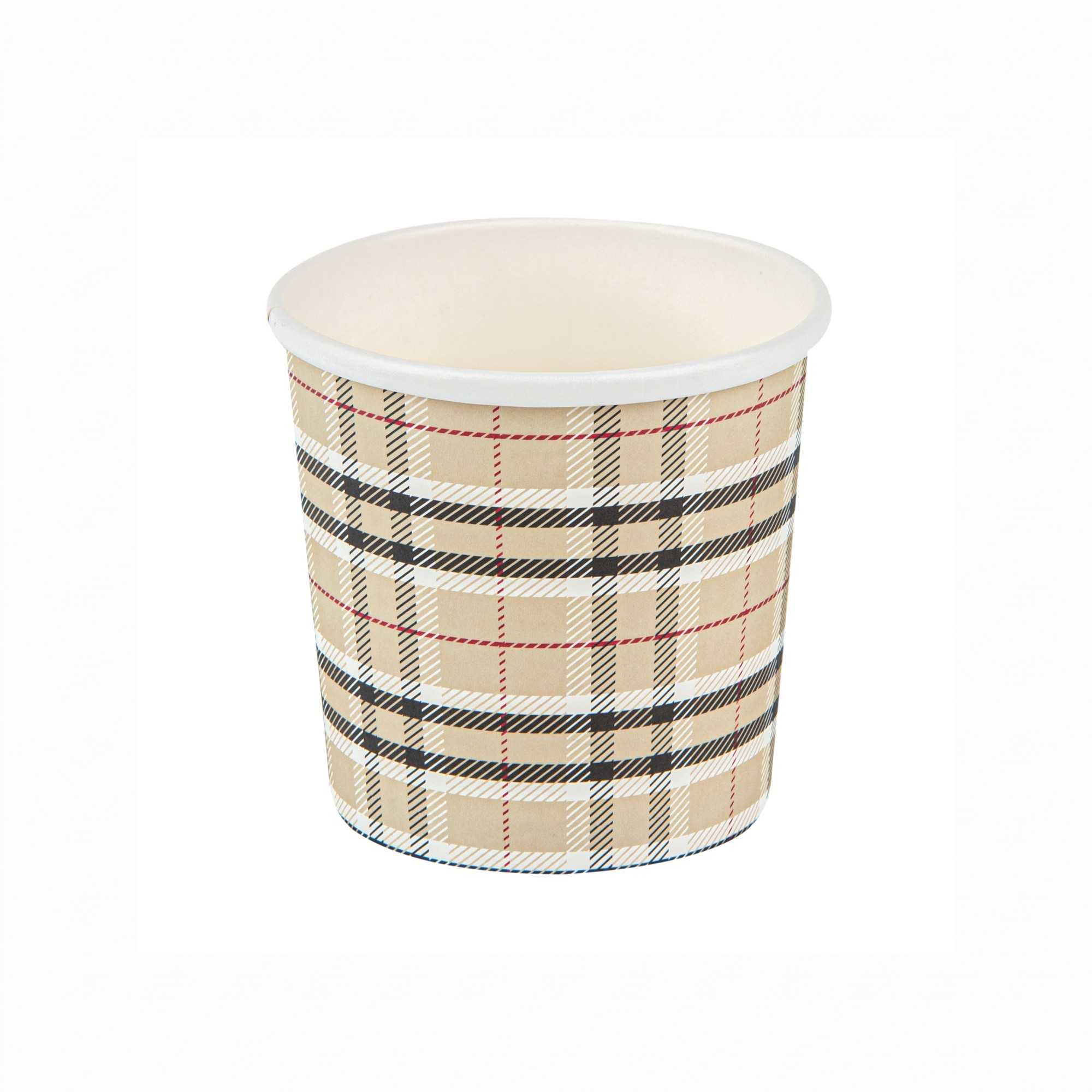 Bio Tek 12 oz Round Plaid Paper Soup Container - 3 1/2" x 3 1/2" x 3 1/2" - 200 count box