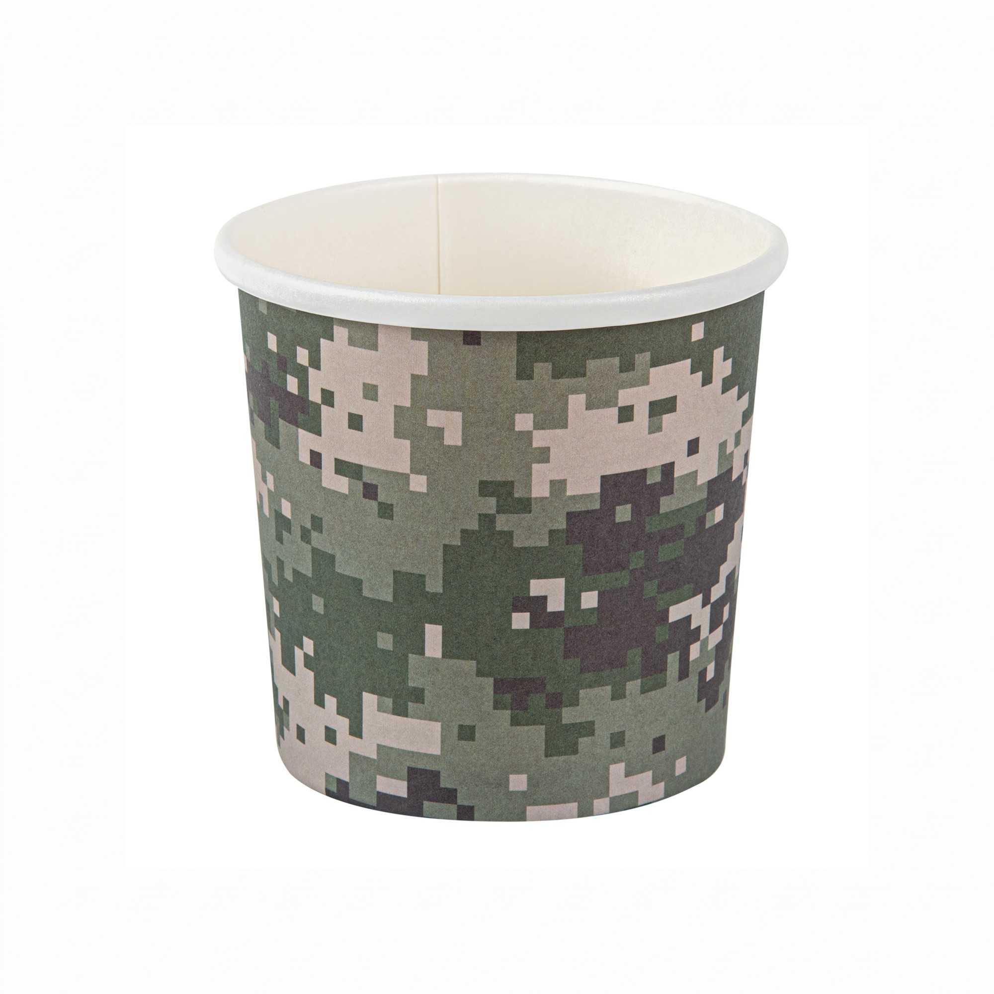 Bio Tek 12 oz Round Camouflage Paper Soup Container - 3 1/2" x 3 1/2" x 3 1/2" - 200 count box