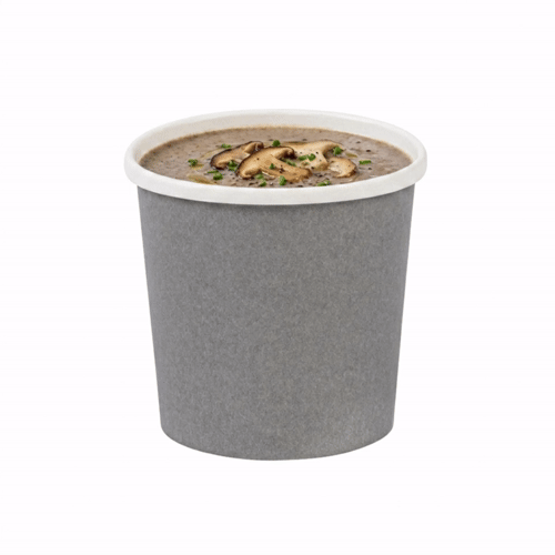 Bio Tek 12 oz Round Gray Paper Soup Container - 3 1/2" x 3 1/2" x 3 1/2" - 200 count box