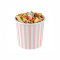 Bio Tek 12 oz Round Pink and White Stripe Paper Soup Container - 3 1/2" x 3 1/2" x 3 1/2" - 200 count box