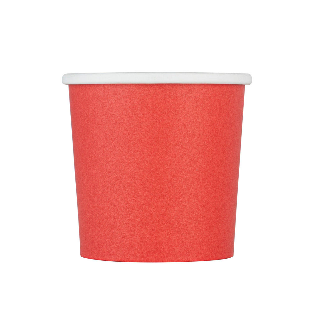 Bio Tek 12 oz Round Red Paper Soup Container - 3 1/2" x 3 1/2" x 3 1/2" - 25 count box