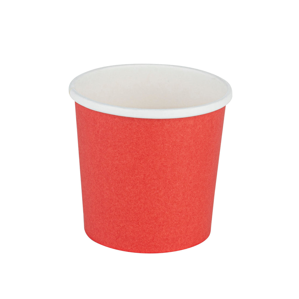 Bio Tek 12 oz Round Red Paper Soup Container - 3 1/2" x 3 1/2" x 3 1/2" - 25 count box