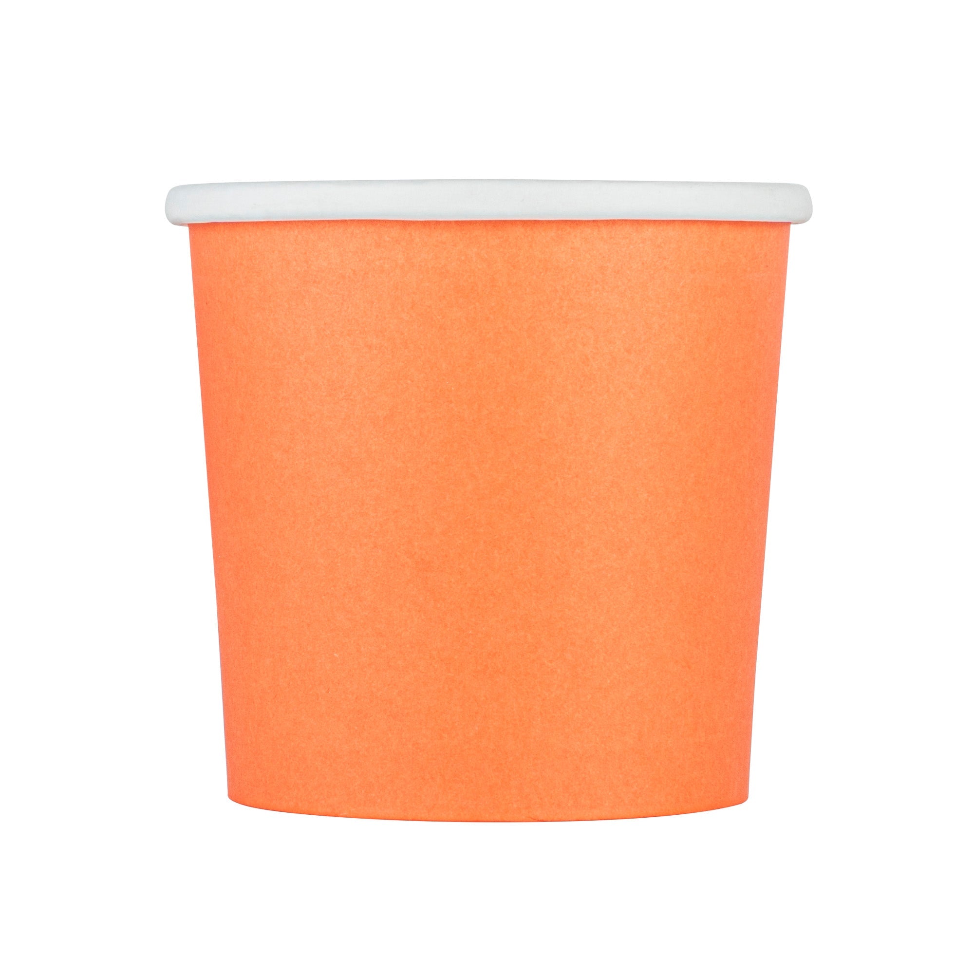 Bio Tek 12 oz Round Tangerine Orange Paper Soup Container - 3 1/2" x 3 1/2" x 3 1/2" - 25 count box