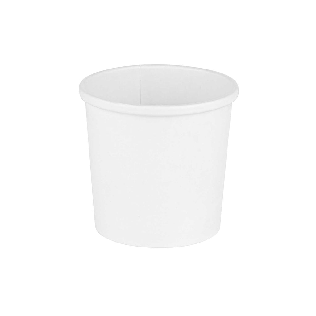 Bio Tek 12 oz Round White Paper Soup Container - 3 1/2" x 3 1/2" x 3 1/2" - 200 count box