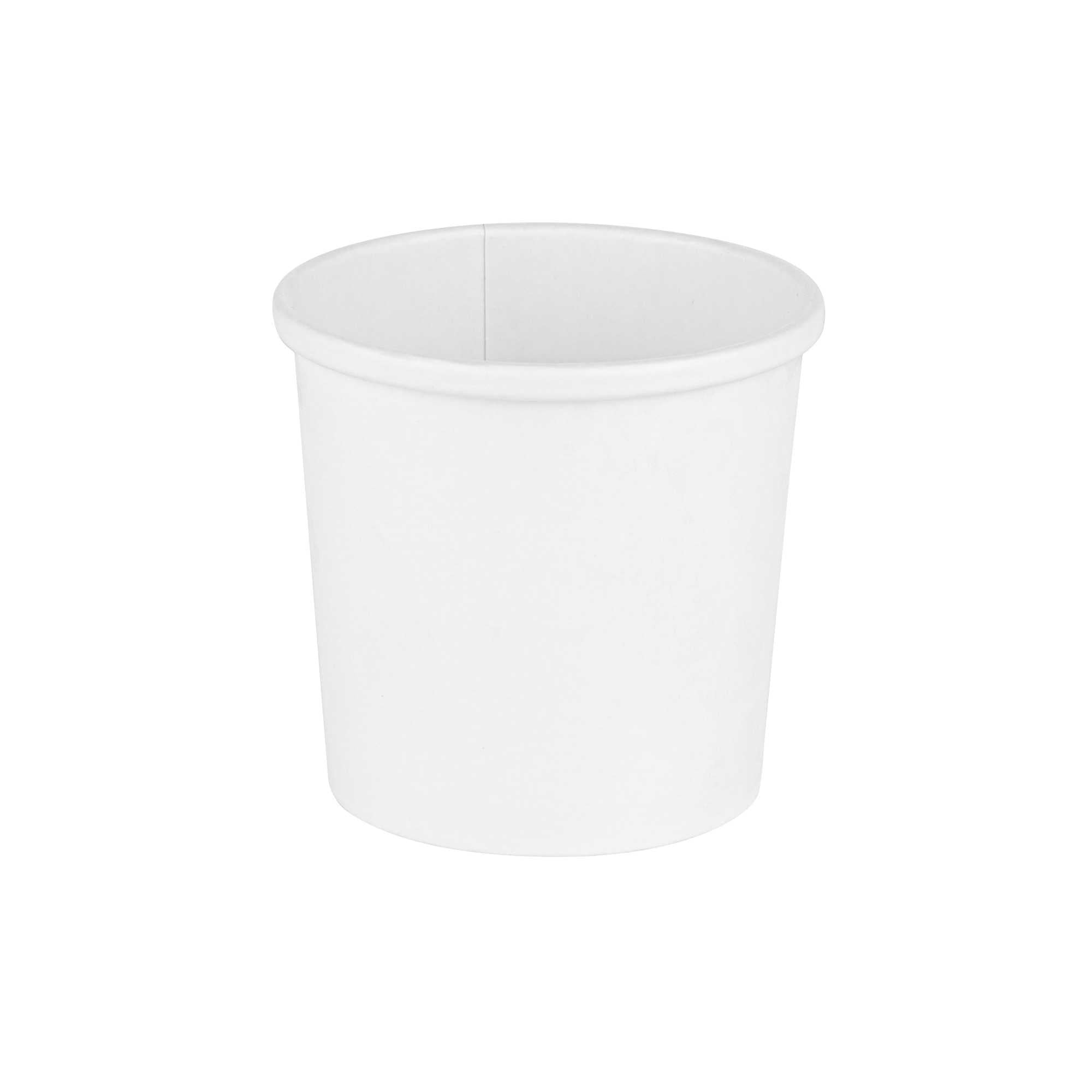 Bio Tek 12 oz Round White Paper Soup Container - 3 1/2" x 3 1/2" x 3 1/2" - 200 count box