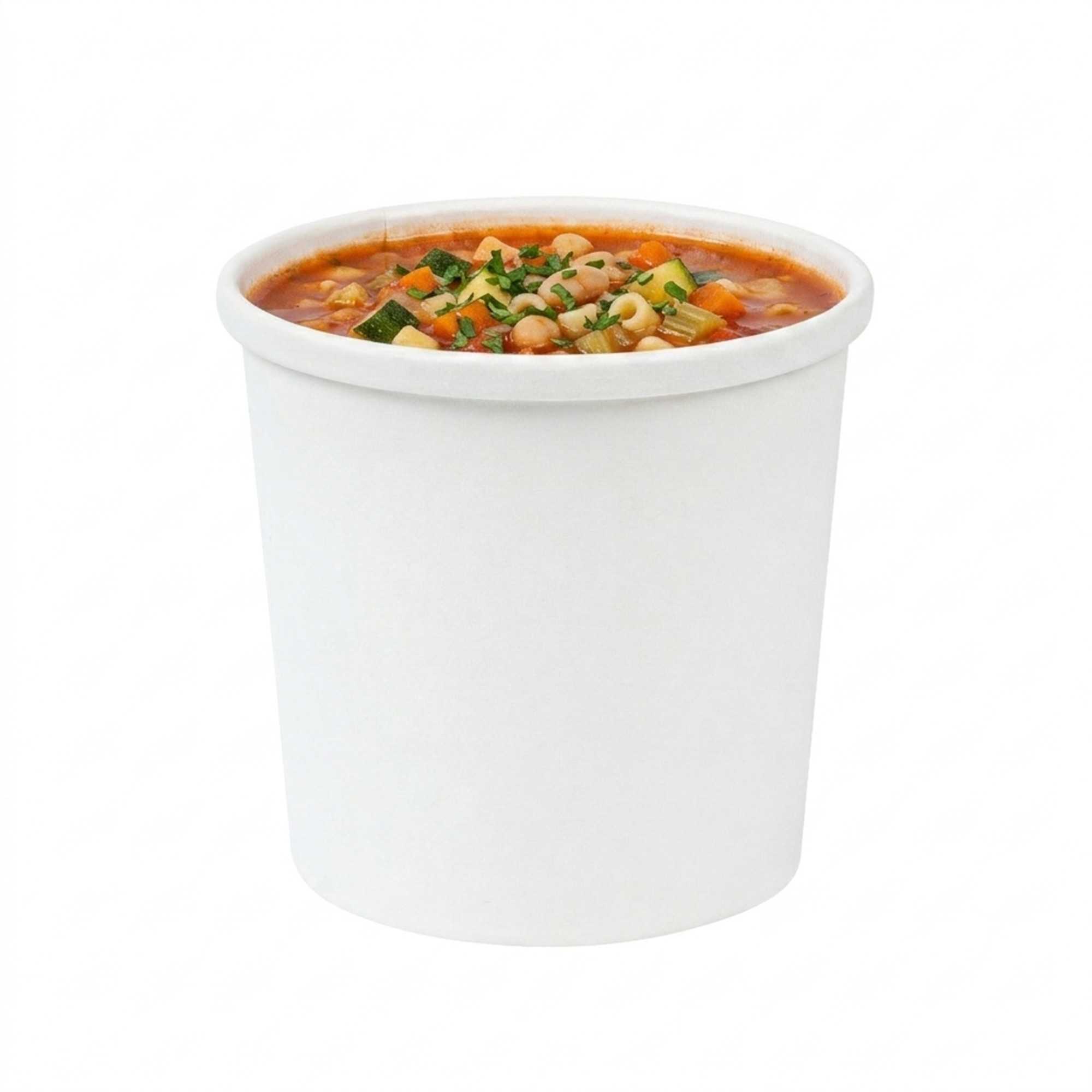 Bio Tek 12 oz Round White Paper Soup Container - 3 1/2" x 3 1/2" x 3 1/2" - 200 count box
