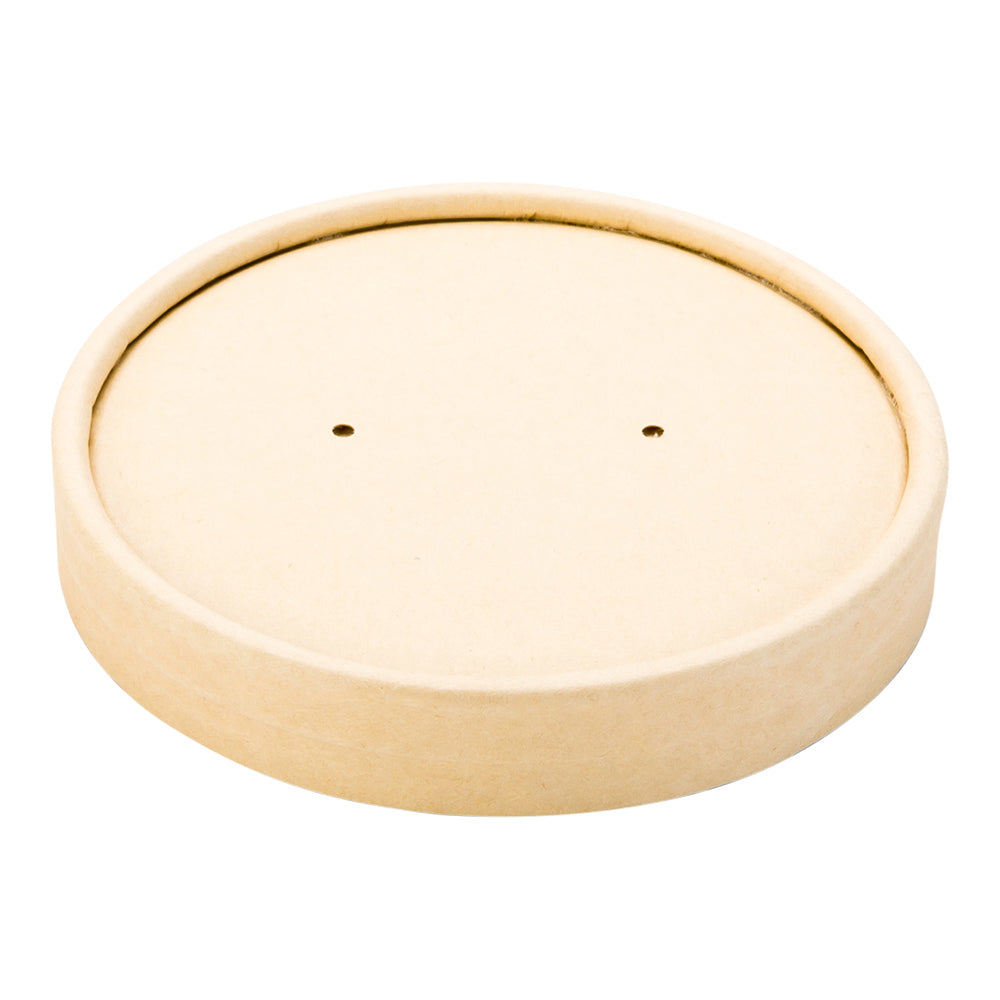 Bio Tek Round Bamboo Paper Soup Container Lid - Fits 8 and 12 oz - 25 count box
