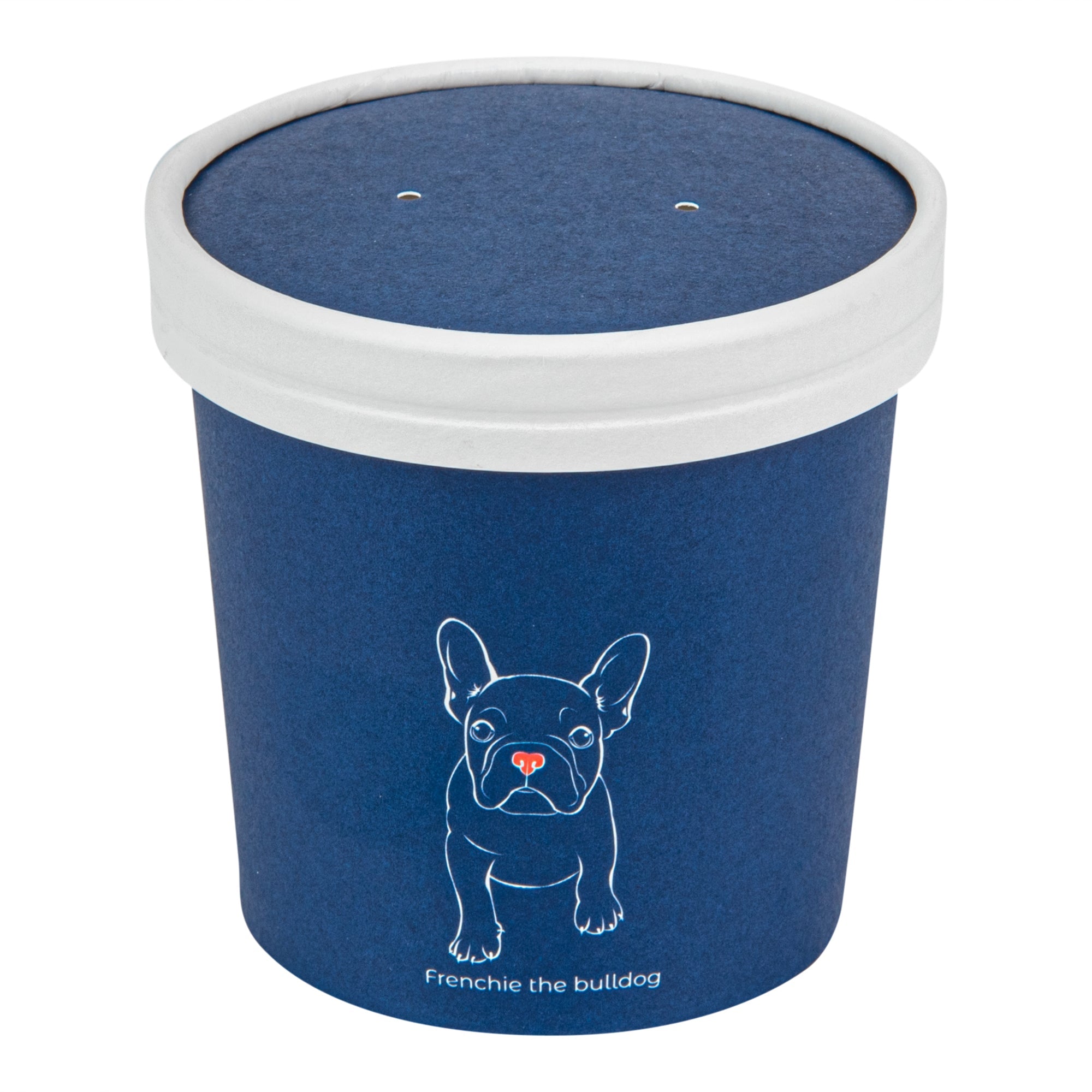 Bio Tek Round Blue and White Stripe Paper Soup Container Lid - Fits 12 oz - 25 count box