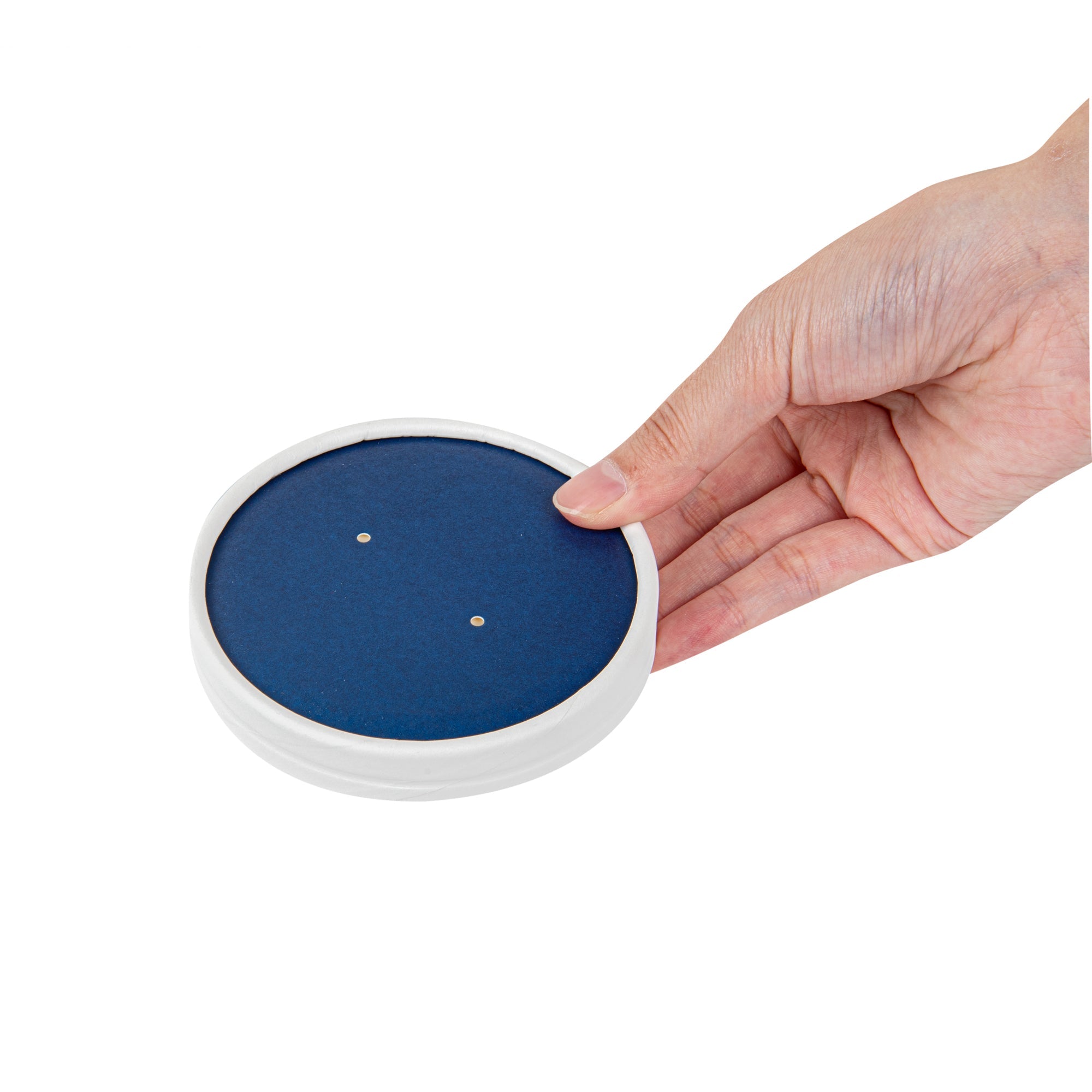 Bio Tek Round Blue and White Stripe Paper Soup Container Lid - Fits 12 oz - 200 count box