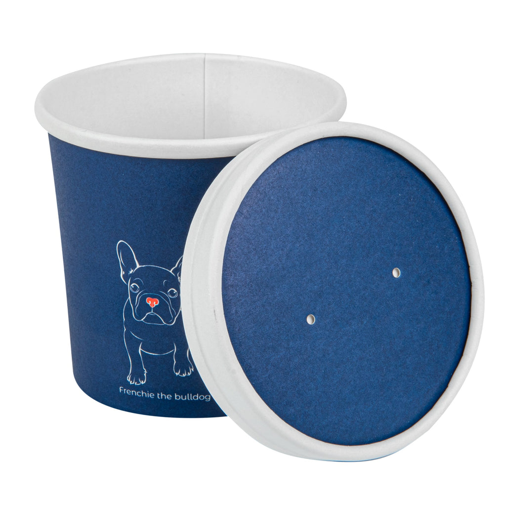 Bio Tek Round Blue and White Stripe Paper Soup Container Lid - Fits 12 oz - 200 count box
