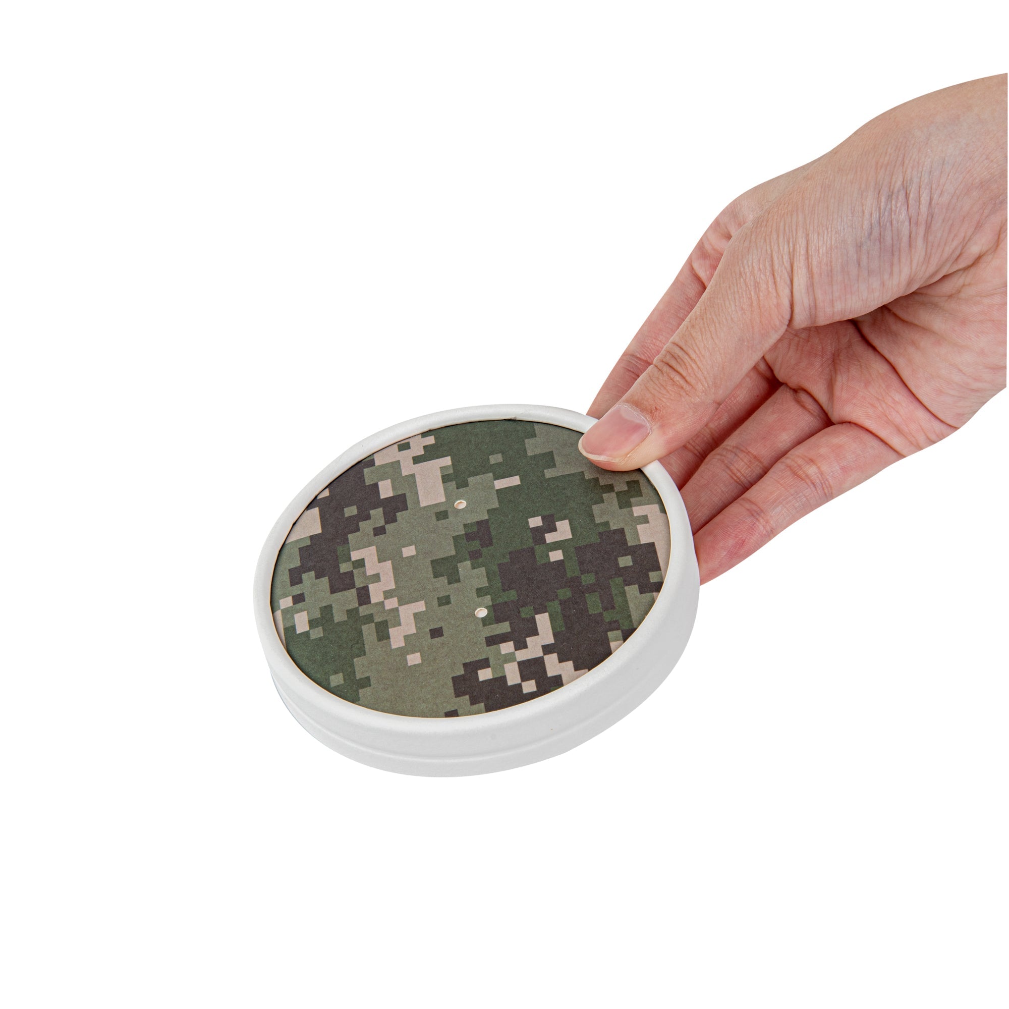 Bio Tek Round Camouflage Paper Soup Container Lid - Fits 12 oz - 200 count box