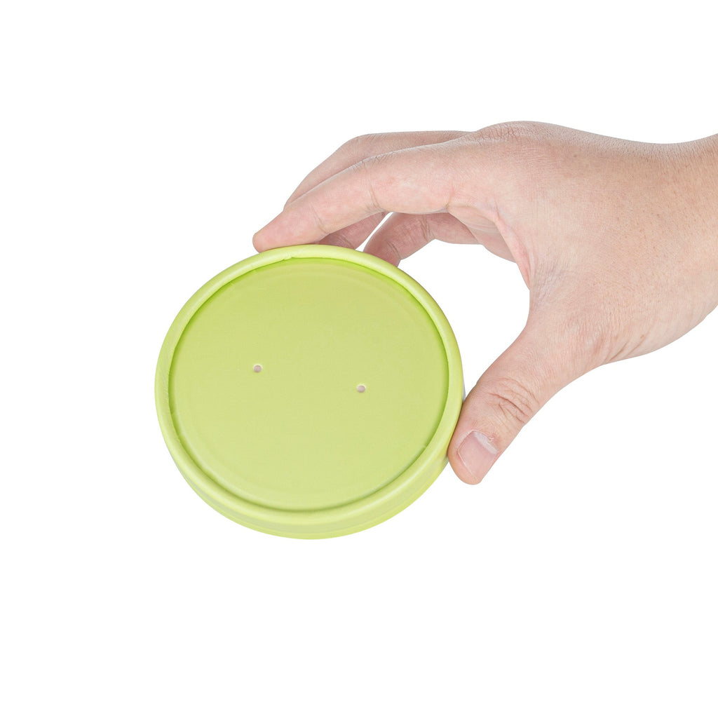 Bio Tek Round Eco Green Paper Soup Container Lid - Fits 12 oz - 200 count box
