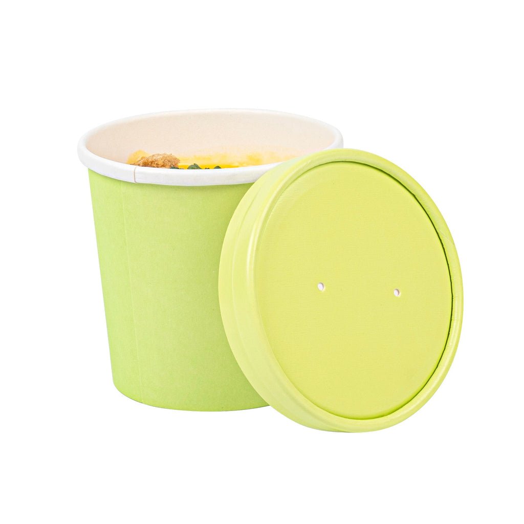 Bio Tek Round Eco Green Paper Soup Container Lid - Fits 12 oz - 200 count box
