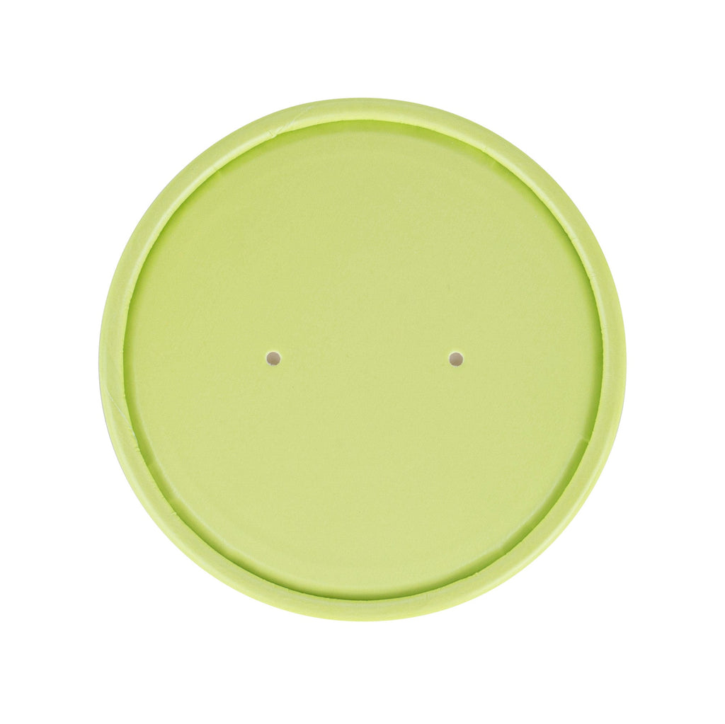 Bio Tek Round Eco Green Paper Soup Container Lid - Fits 12 oz - 200 count box