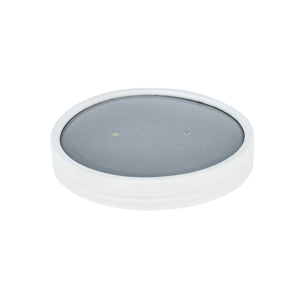 Bio Tek Round Gray Paper Soup Container Lid - Fits 12 oz - 25 count box