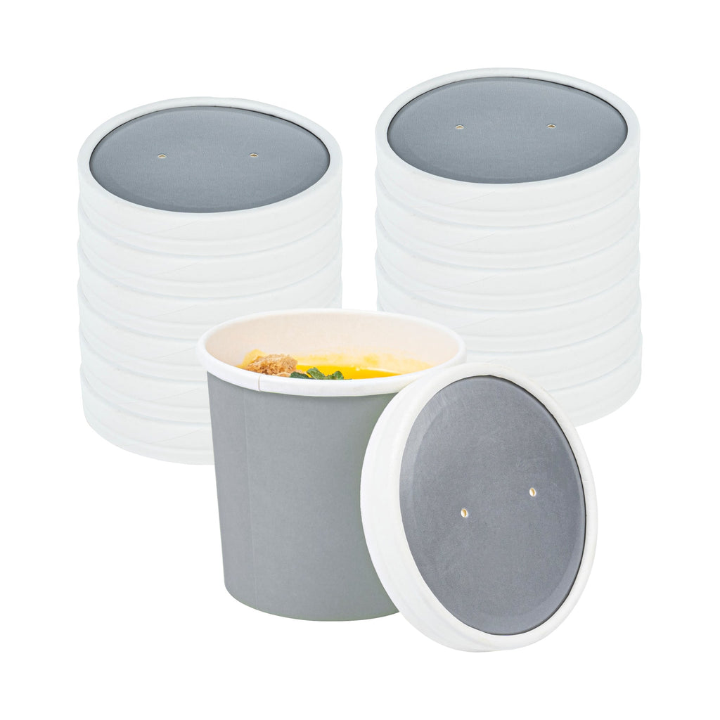 Bio Tek Round Gray Soup Container Lid - White Rim, Fits 12 oz - 200 count box