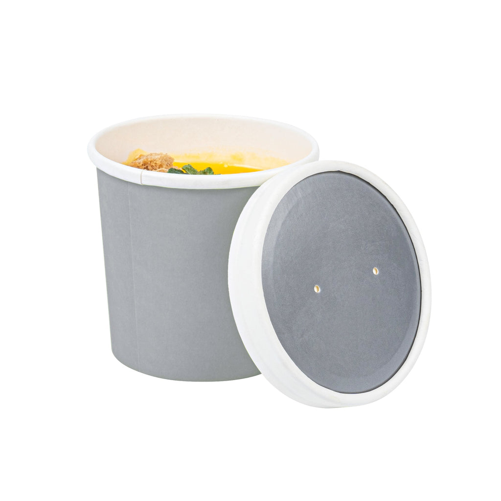 Bio Tek Round Gray Soup Container Lid - White Rim, Fits 12 oz - 200 count box