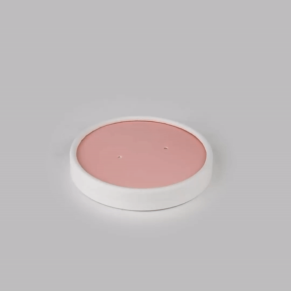 Bio Tek Round Pink and White Stripe Paper Soup Container Lid - Fits 12 oz - 200 count box