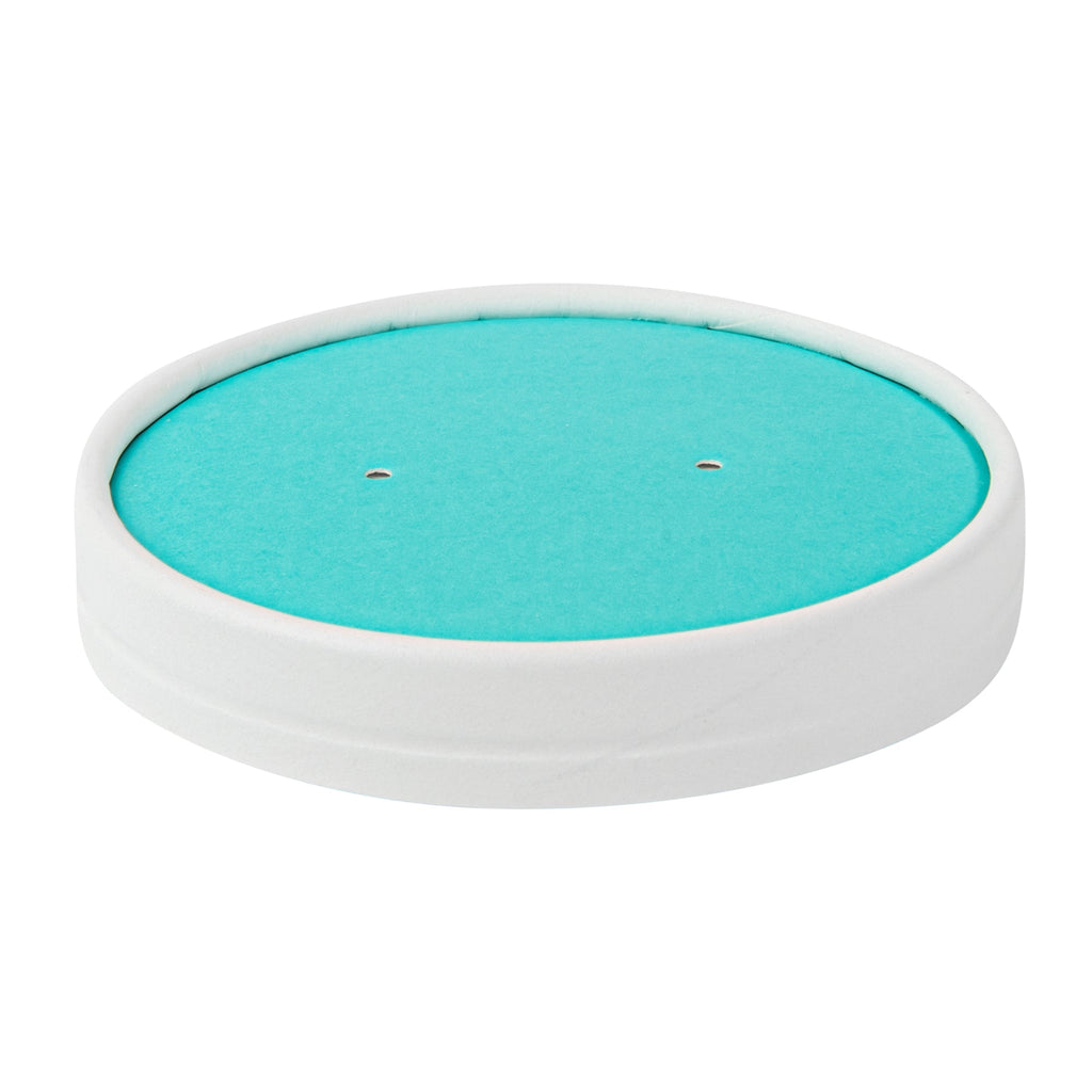 Bio Tek Round Turquoise Paper Soup Container Lid - Fits 12 oz - 25 count box