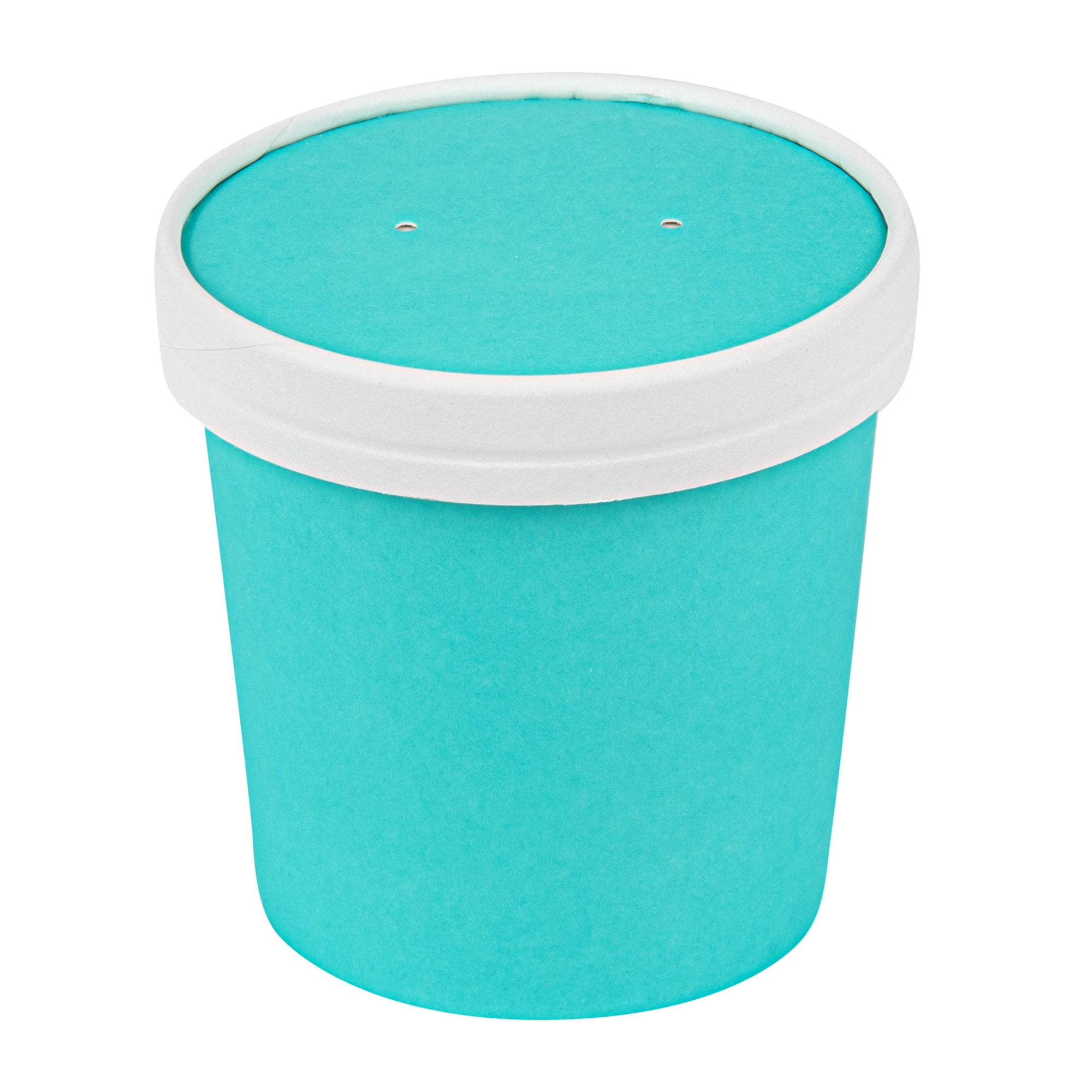 Bio Tek Round Turquoise Paper Soup Container Lid - Fits 12 oz - 25 count box