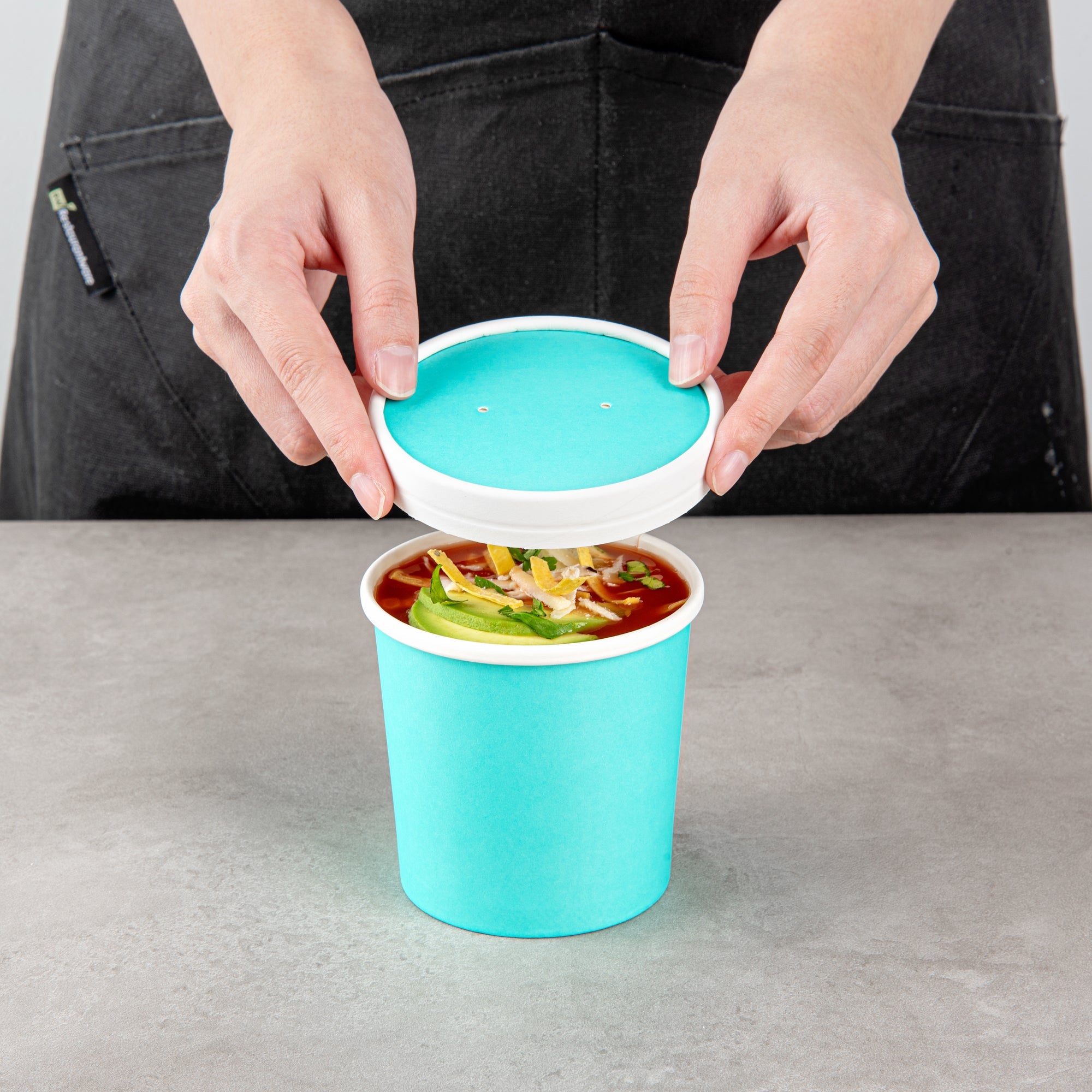 Bio Tek Round Turquoise Paper Soup Container Lid - Fits 12 oz - 25 count box