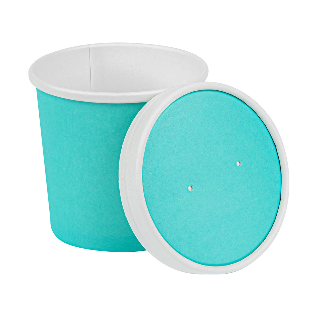 Bio Tek Round Turquoise Paper Soup Container Lid - Fits 12 oz - 200 count box