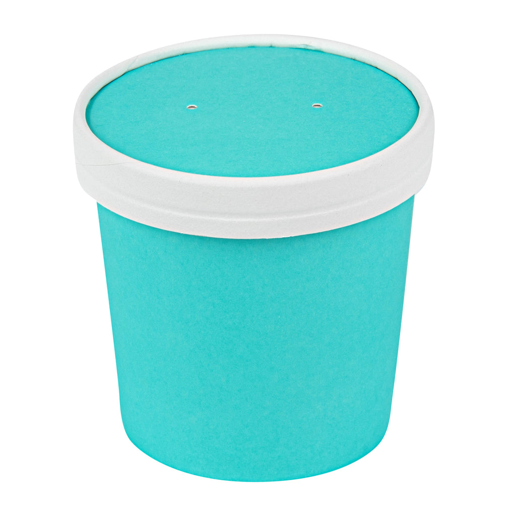 Bio Tek Round Turquoise Paper Soup Container Lid - Fits 12 oz - 200 count box