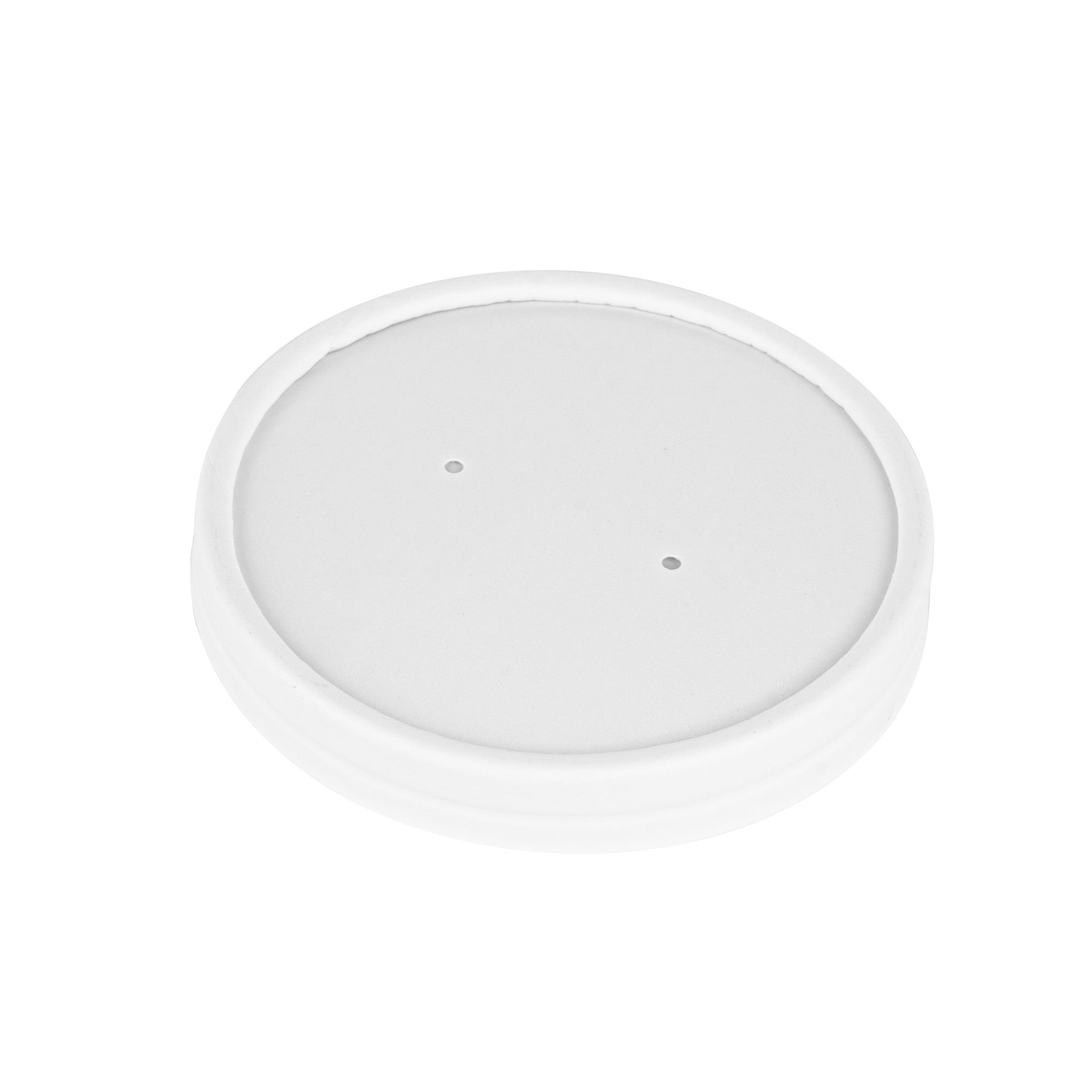 Bio Tek Round White Paper Soup Container Lid - Fits 8 and 12 oz - 25 count box