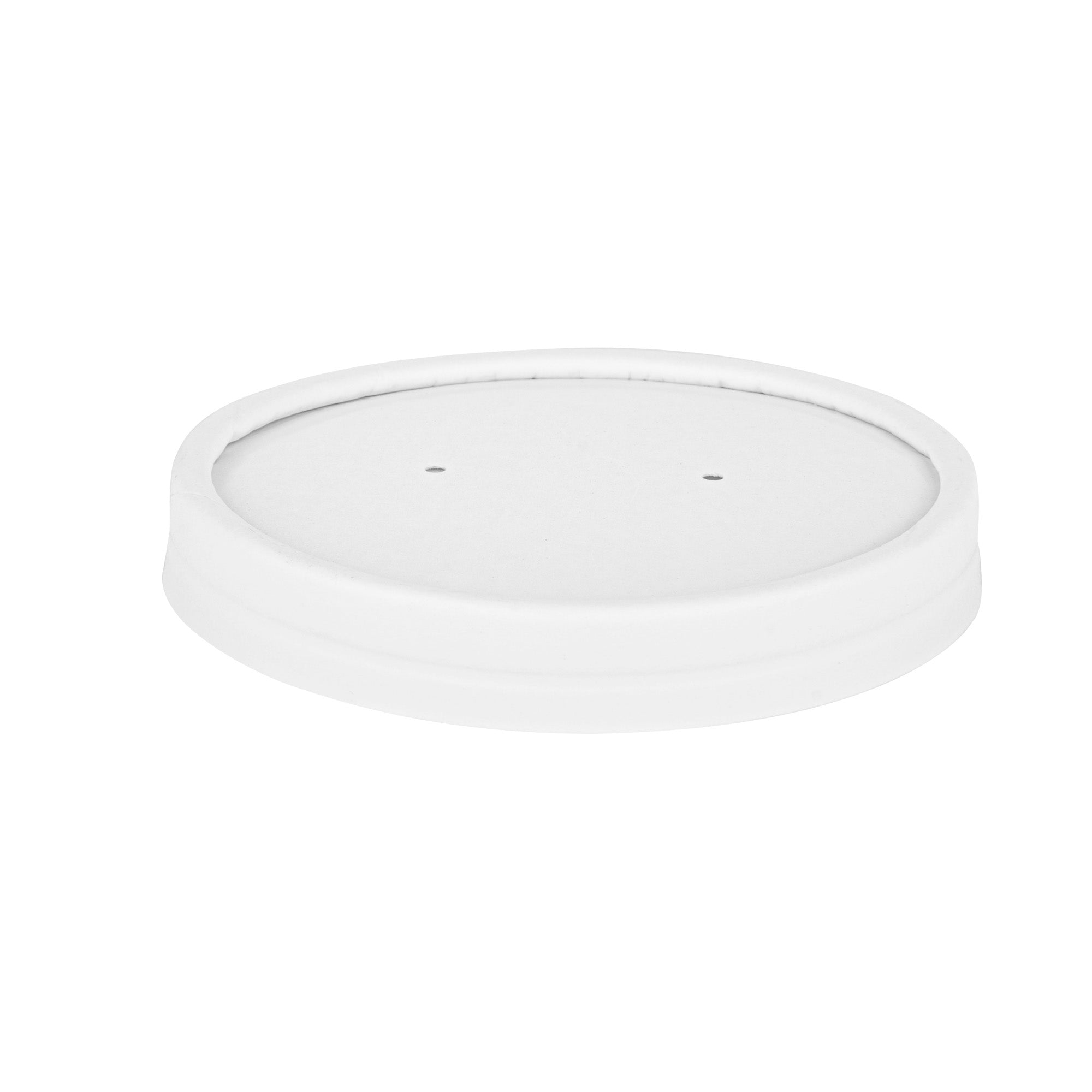 Bio Tek Round White Paper Soup Container Lid - Fits 8 and 12 oz - 200 count box