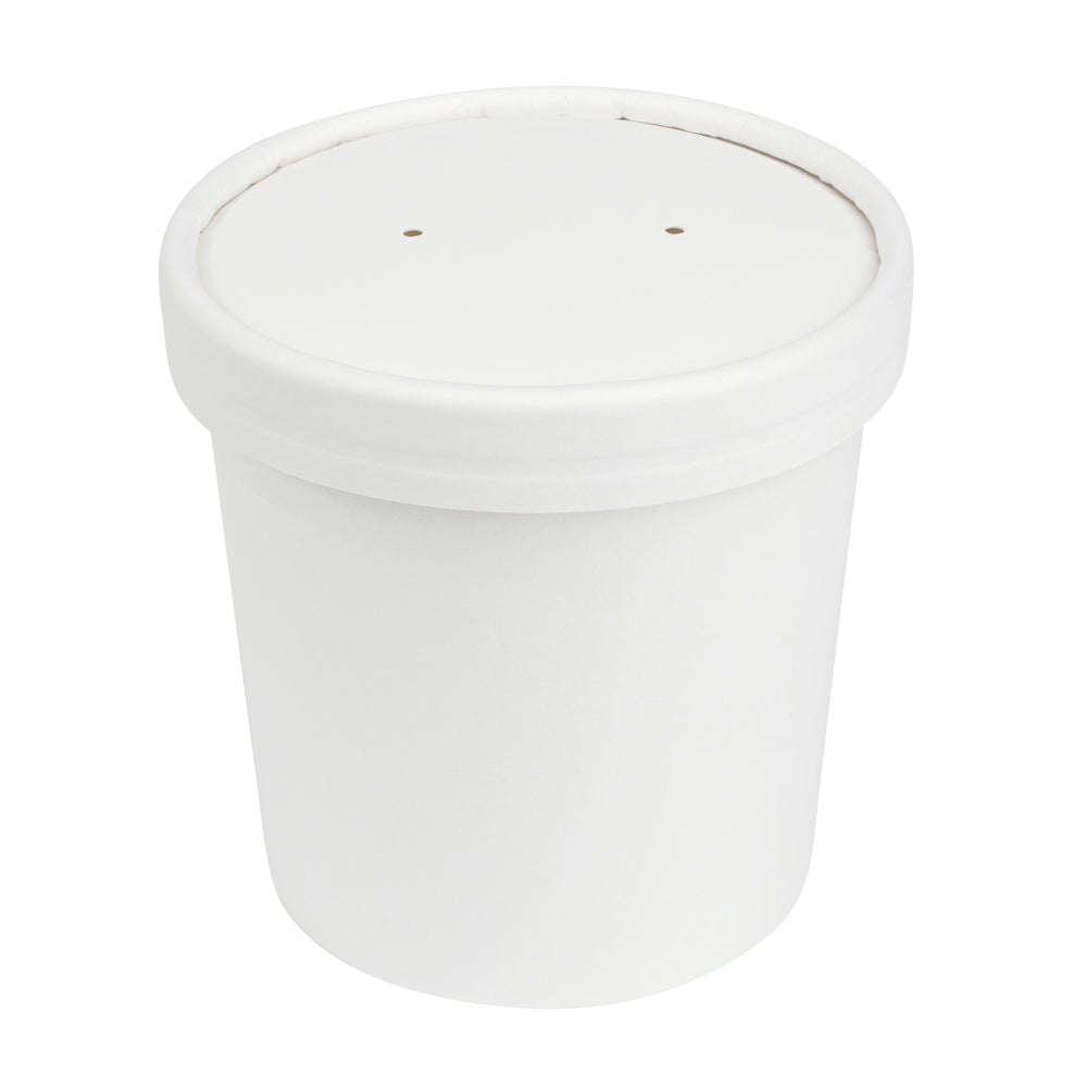 Bio Tek Round White Paper Soup Container Lid - Fits 8 and 12 oz - 200 count box