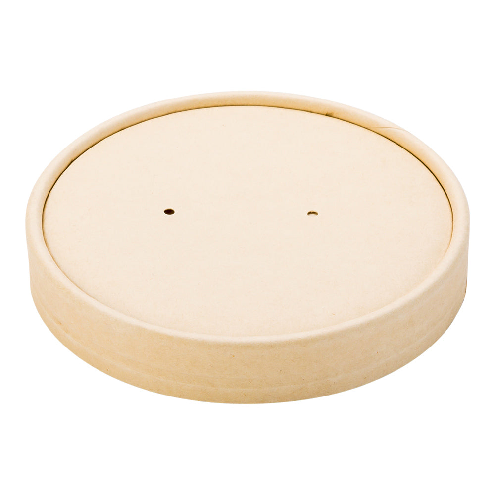 Bio Tek Round Bamboo Paper Soup Container Lid - Fits 16 oz - 25 count box