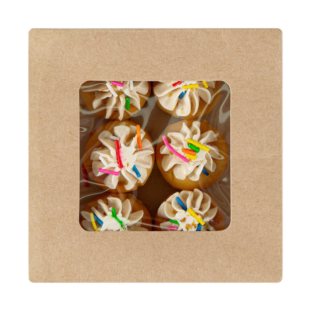 Cafe Vision 13 oz Square Kraft Paper Small Take Out Container - 4 1/2" x 4 1/2" x 1 1/2" - 25 count box