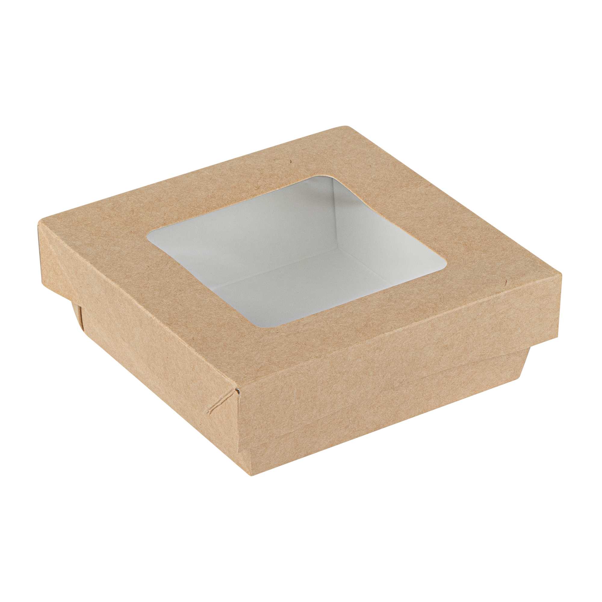 Cafe Vision 13 oz Square Kraft Paper Small Take Out Container - 4 1/2" x 4 1/2" x 1 1/2" - 25 count box
