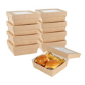 Cafe Vision 27 oz Square Kraft Paper Medium Take Out Container - 5 1/4" x 5 1/4" x 2" - 25 count box