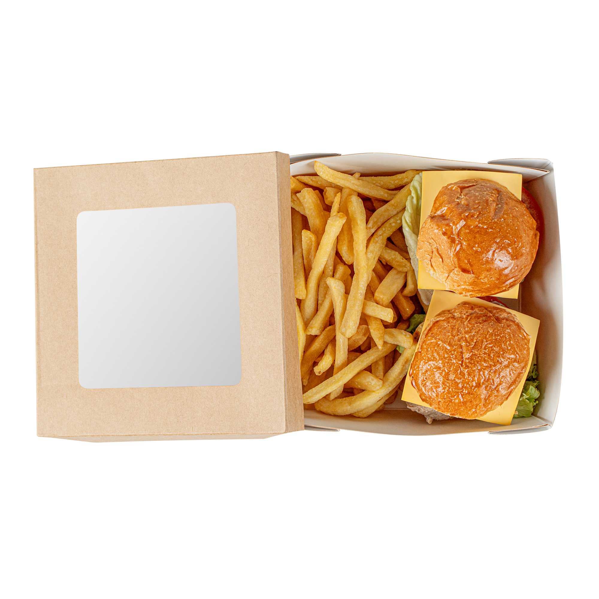 Cafe Vision 27 oz Square Kraft Paper Medium Take Out Container - 5 1/4" x 5 1/4" x 2" - 200 count box