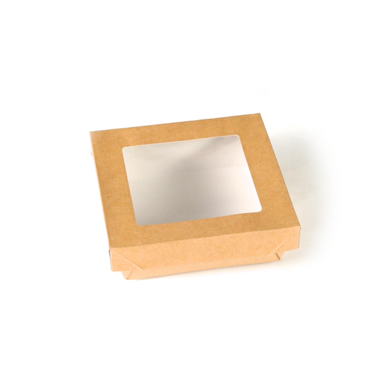 Cafe Vision 34 oz Square Kraft Paper Large Take Out Container - 6" x 6" x 2" - 25 count box