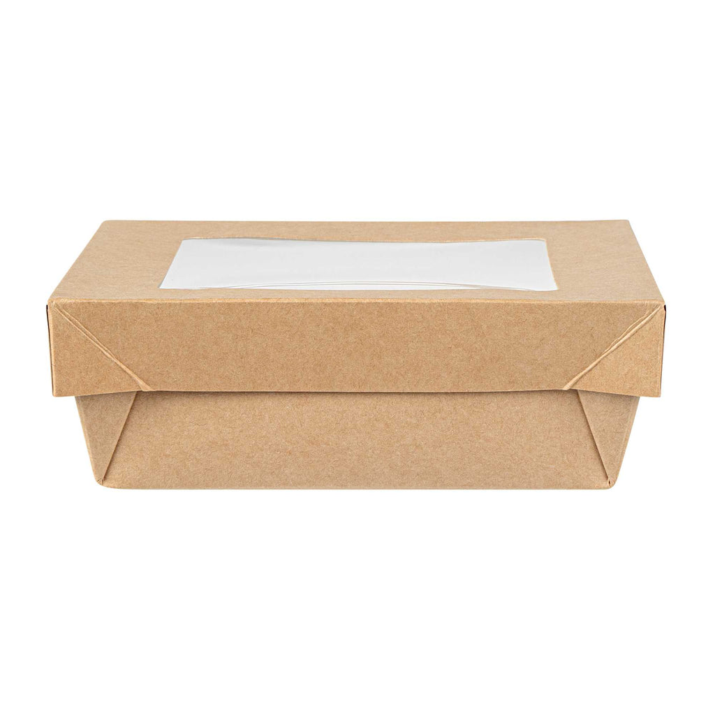 Cafe Vision 34 oz Square Kraft Paper Large Take Out Container - 6" x 6" x 2" - 25 count box