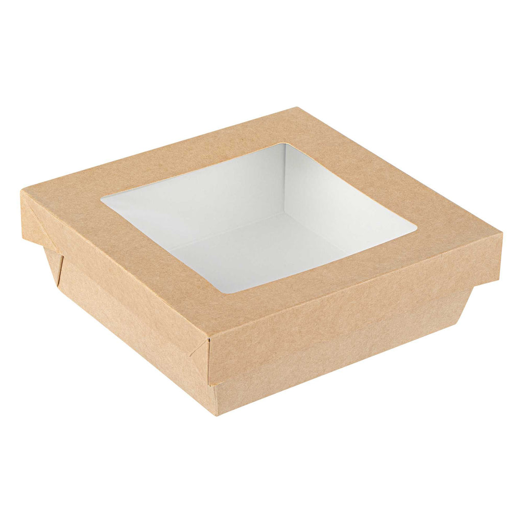 Cafe Vision 34 oz Square Kraft Paper Large Take Out Container - 6" x 6" x 2" - 200 count box