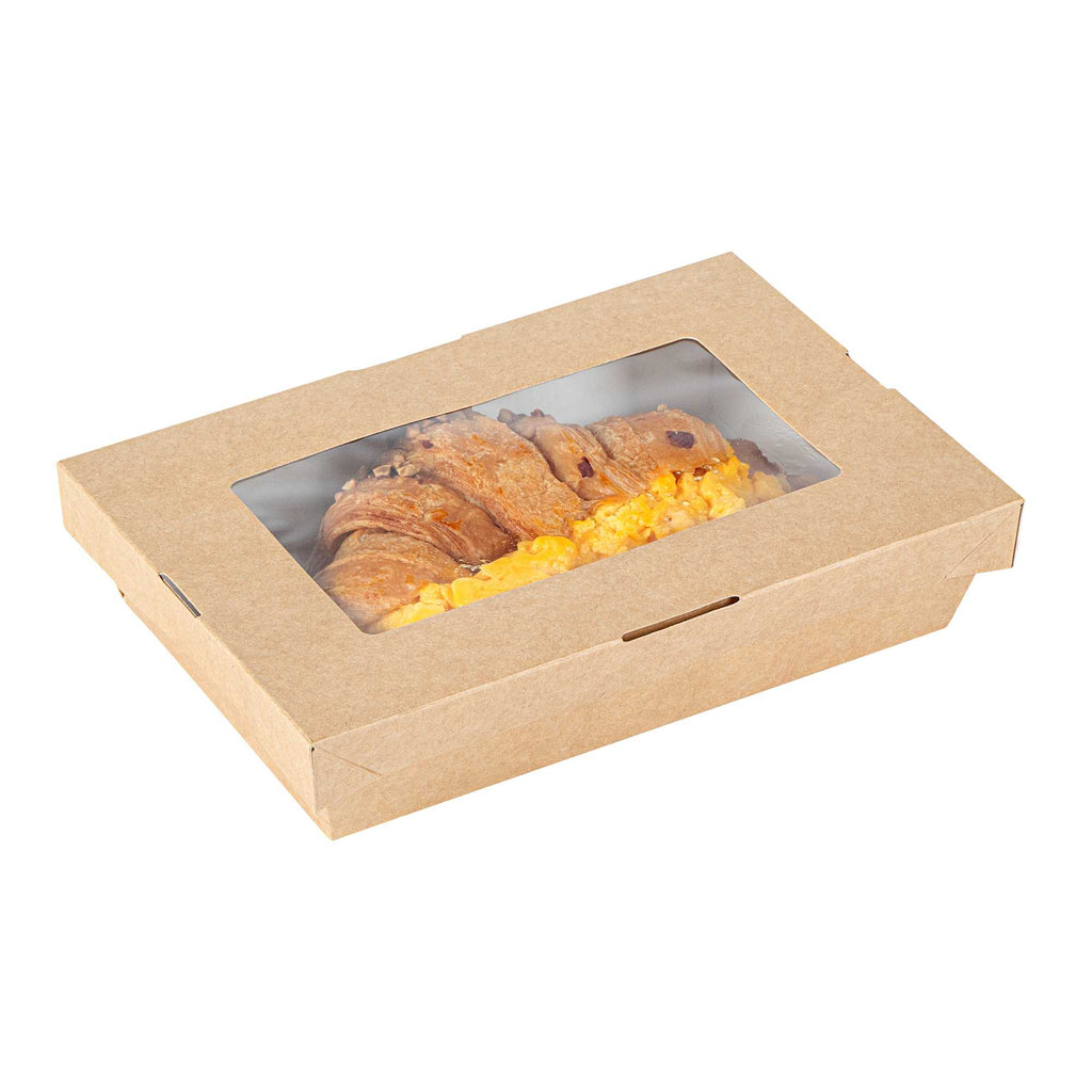 Cafe Vision 28 oz Rectangle Kraft Paper Small Take Out Container - 7 1/2" x 5" x 1 1/2" - 200 count box